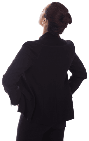 Back View of Businesswoman Looking Up on Transparent Background