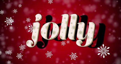 Festive Jolly Text with Snow and Red Background