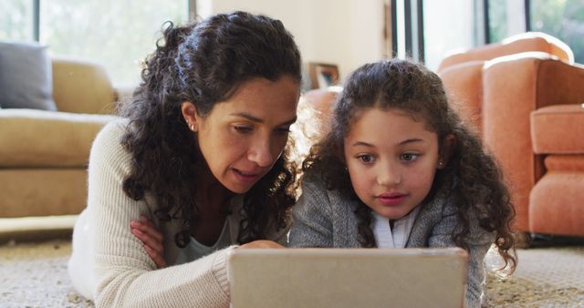 Mother and Daughter Watching Tablet Together at Home - Download Free Stock Images Pikwizard.com