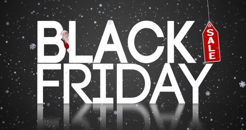 Black Friday Sale Text with Snowflakes and Santa Element - Download Free Stock Images Pikwizard.com