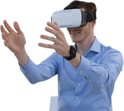 Smiling Businessman Using Creative VR Tools on Transparent Background - Download Free Stock Videos Pikwizard.com