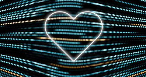 Neon Heart with Dynamic Light Trails Background