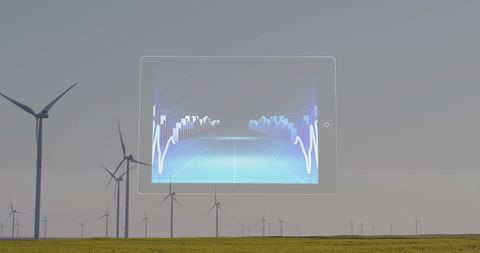 Tablet Interface Over Wind Turbines Signifying Renewable Energy Technology - Download Free Stock Images Pikwizard.com
