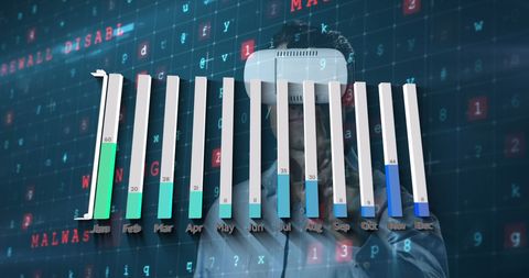 Futuristic Graphs with Man in VR Headset Conceptualizing Security - Download Free Stock Images Pikwizard.com