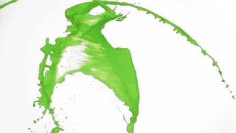 Dynamic Splash of Green Paint on White Background