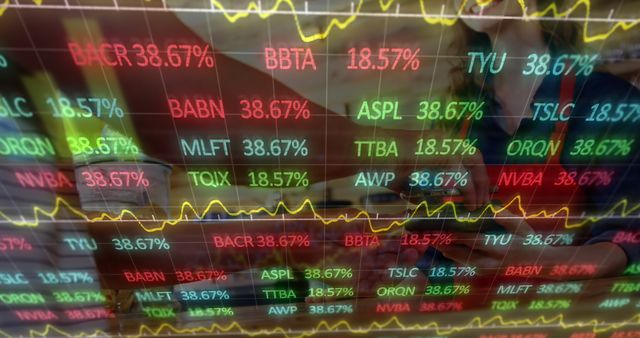 Colorful Stock Market Trading Board with Stock Symbols and Percentages - Download Free Stock Images Pikwizard.com