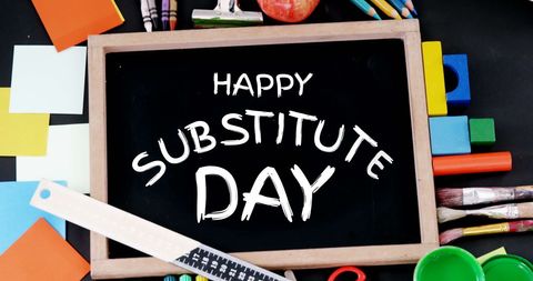 Happy Substitute Day with School Supplies Background - Download Free Stock Images Pikwizard.com