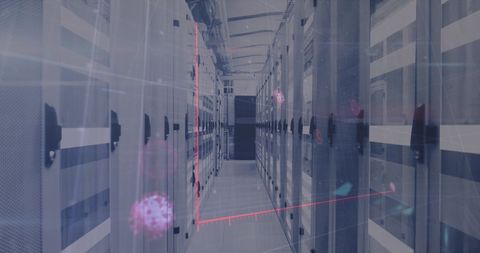 Digital Interface with Coronavirus over Data Server Room - Download Free Stock Images Pikwizard.com