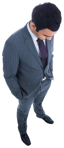 Confident Biracial Young Businessman in Suit on Transparent Background