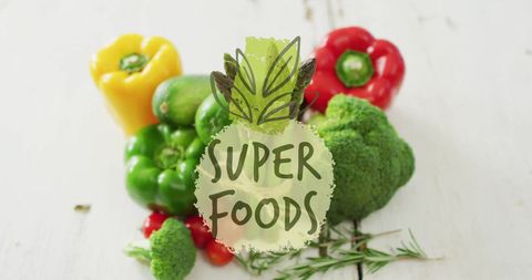 Vibrant Vegetables with Super Foods Text Overlay
