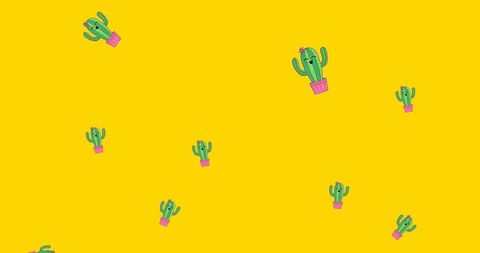 Whimsical Cacti with Smiley Faces on Vibrant Yellow Background - Download Free Stock Images Pikwizard.com