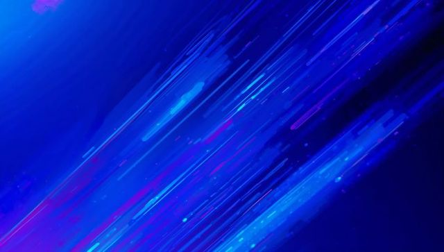 Diagonal neon light streaks creating motion blur abstract blue violet digital backdrop