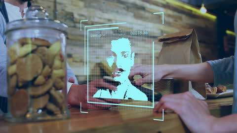 High-Tech Payment Concept with Facial Recognition Interface
