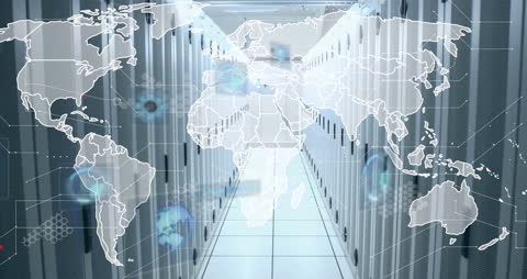 Global Data Network in Modern Server Room