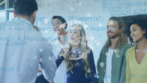 Diverse Team Collaboration with Digital Networking Concept