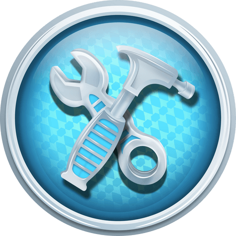 Transparent Key and Hammer Icon for Work and Repair Illustration