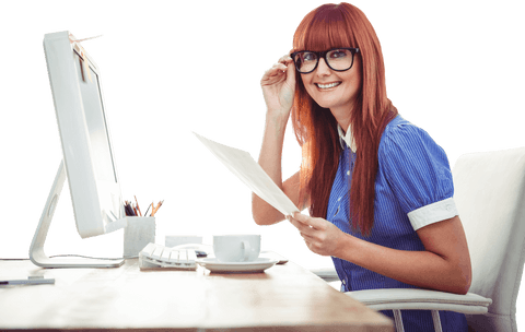 Smiling Redhead Businesswoman with Notes Against Transparent Background - Download Free Stock Videos Pikwizard.com