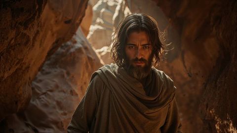 Bearded moses in sandstone canyon exploring ruggard frontier