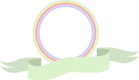 Transparent pastel circle badge with ribbon elements
