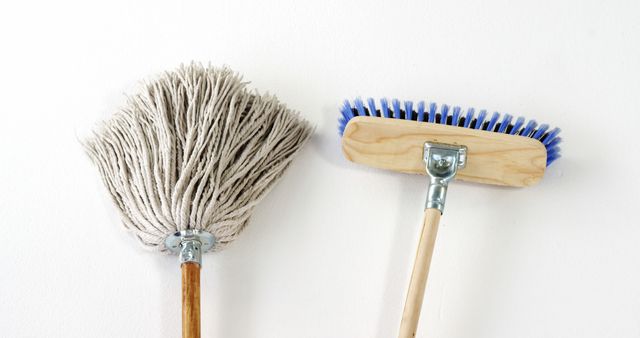 Cleaning Mop and Scrub Brush Side by Side - Download Free Stock Images Pikwizard.com