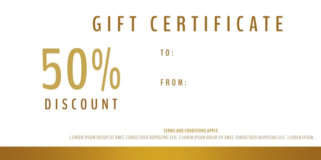 Elegant 50 percent Discount Gift Certificate Template with Golden Border - Download Free Stock Templates Pikwizard.com