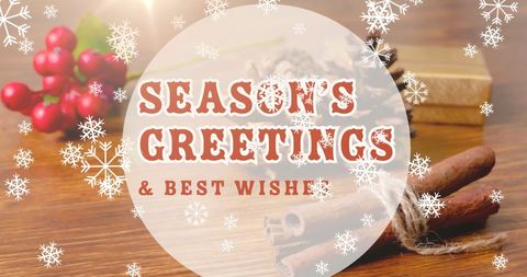Season's Greetings Over Festive Winter Decorations - Download Free Stock Images Pikwizard.com