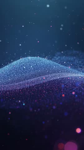 Looping Particle Wave Waving Over Shimmering Blue-Pink Bokeh Vertical Video