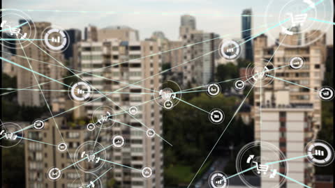Digital Network Connectivity Over Urban Landscape
