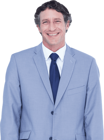 Smiling transparent businessman portrait in suit for professional use