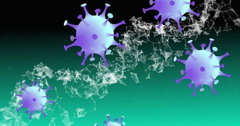 Futuristic Virus Particles Against Technological Network Background - Download Free Stock Images Pikwizard.com
