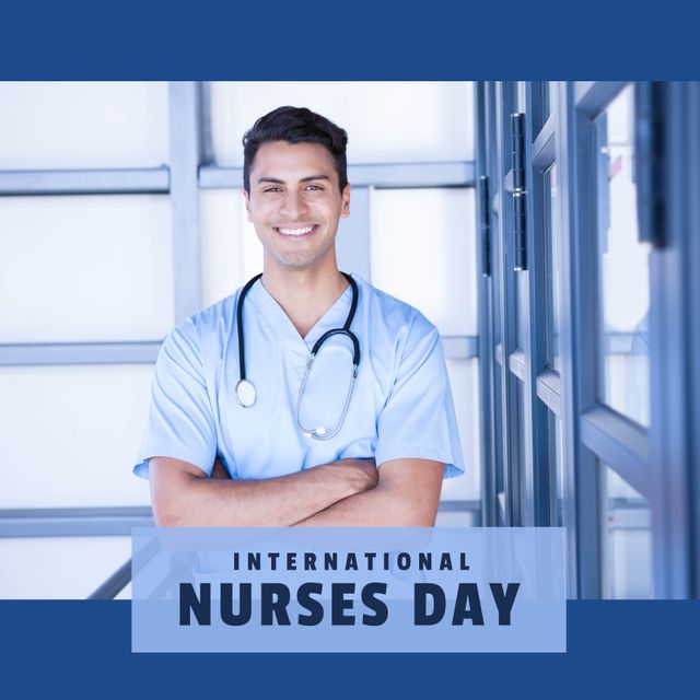 International Nurses Day Celebration with Asian Male Nurse Smiling - Download Free Stock Templates Pikwizard.com