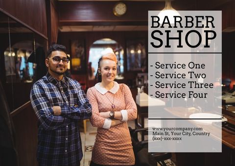 friendly barbershop team ready to welcome customers - Download Free Stock Templates Pikwizard.com