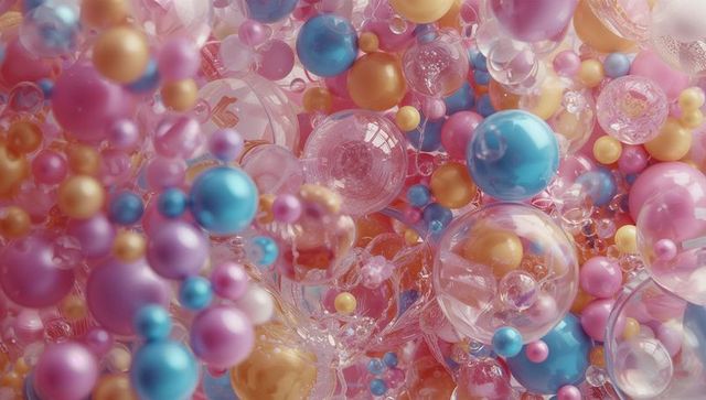 Pastel Bubbles and Spheres Surreal Abstraction