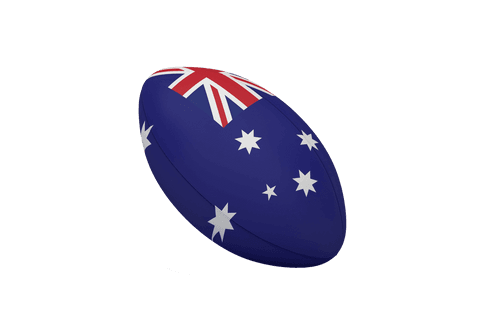 Australian flag rugby ball on transparent background: sports icon