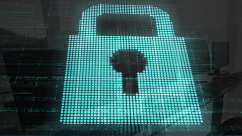 Digital Padlock Overlay for Cybersecurity Concepts in Business