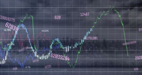 Dynamic Financial Data Against Urban Skyline - Download Free Stock Images Pikwizard.com