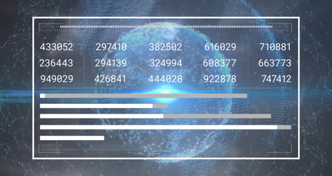 Futuristic Digital Data Interface Display with Charting Elements