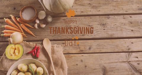 Thanksgiving Greeting with Rustic Harvest Vegetables - Download Free Stock Images Pikwizard.com