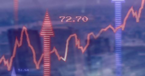 Dynamic Financial Graph in Cityscape Background