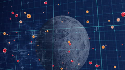 Animated Concept of Fruit Icons Orbiting Moon