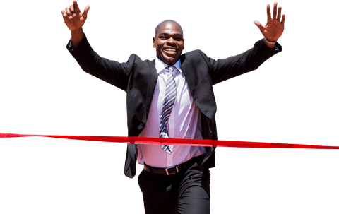 african american businessman crossing finish line on transparent background - Download Free Stock Videos Pikwizard.com