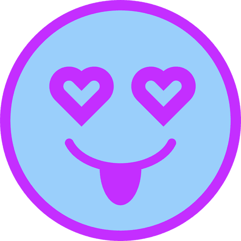 Playful smiley face emoticon with heart eyes and tongue