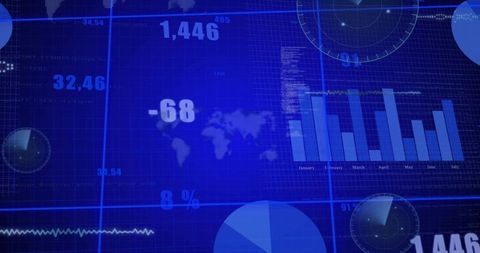 Digital Dashboard Interface with Analytics and World Map
