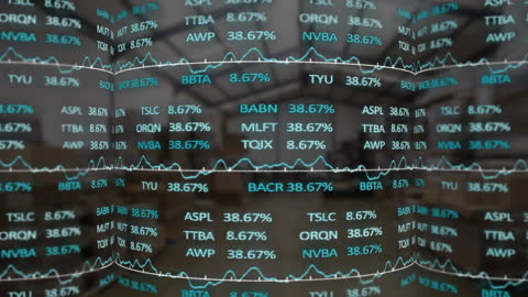 Dynamic Stock Market Display Over Warehouse Background