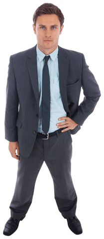 Stern Businessman in Suit with Transparent Background