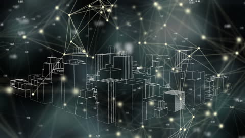 Futuristic Smart City Networking Concept with Holographic Elements