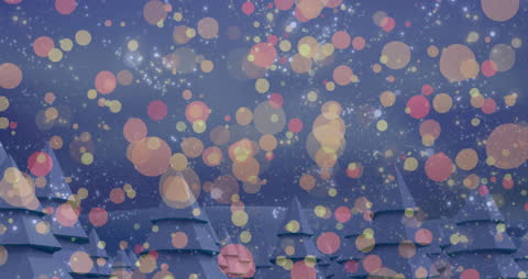 Festive Animation of Falling Snow and Christmas Lights