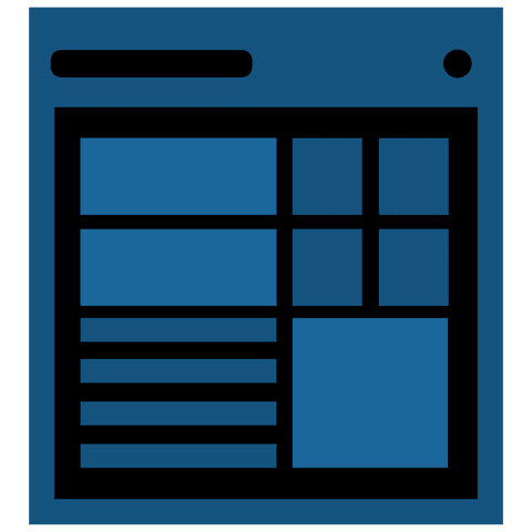 Digital navy blue screen with iconic windows on transparent background