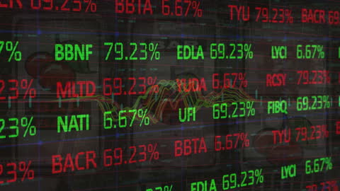 Digital Stock Market Data Display with Growth Chart Overlay