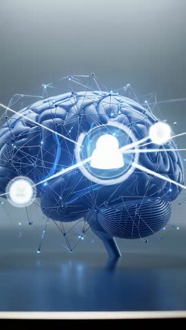 3D Brain Network UI Visualizing User Node and Neural Connectivity for AI Interfaces